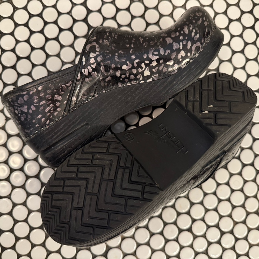Black Patterned Slip-On Clogs - image 3